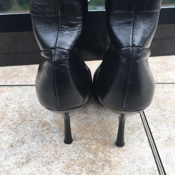 Sebastian black leather pointed toe heeled boots - Picture 5 of 14